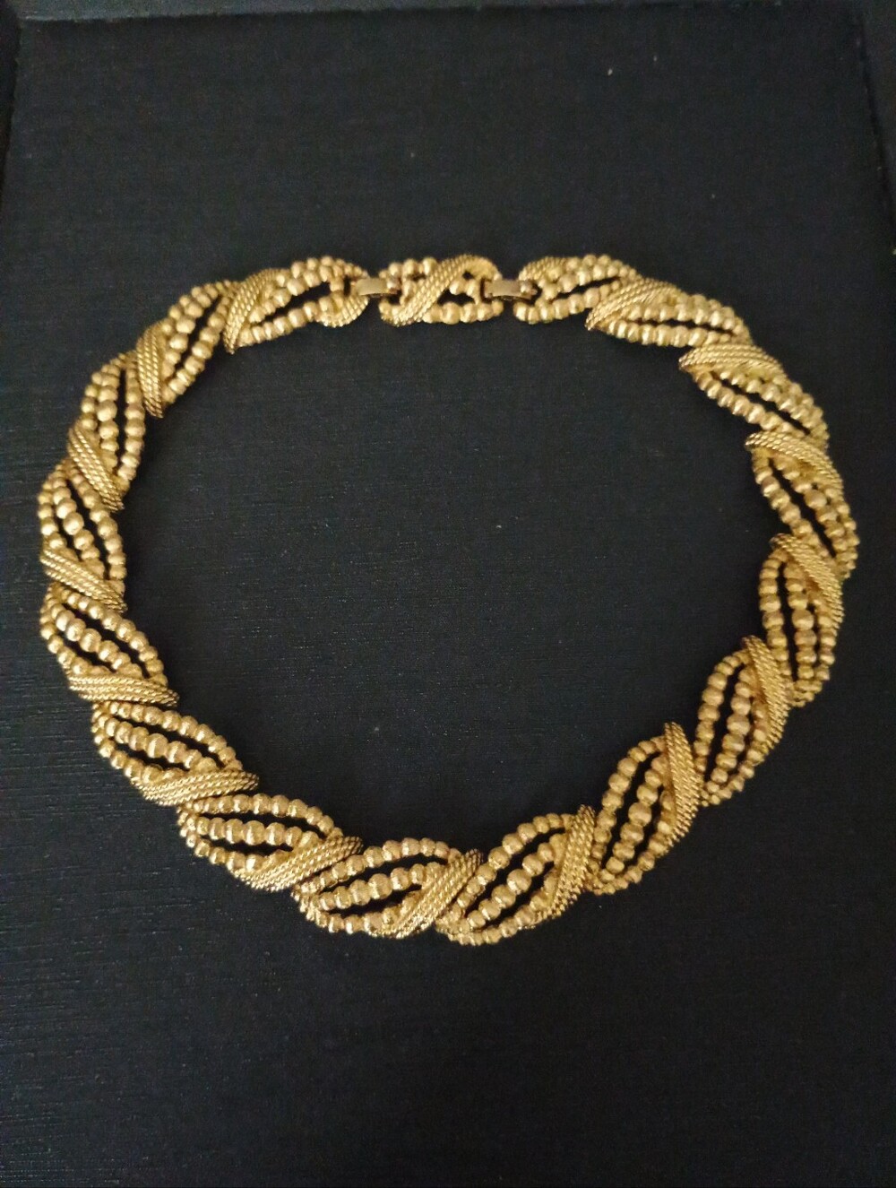 Vintage Monet Gold Plated Twisted Bead Collar Necklace - Elegant Women’s Jewelry